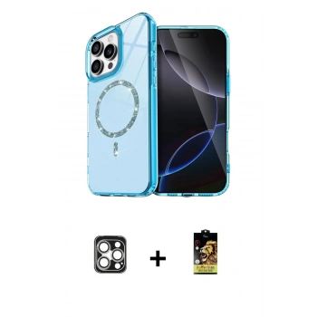 MARSİLYAN™- iPhone 16 Pro Max Kılıf Kıvılcım Form Prime - Siyah Buffer Cam Ekran Koruyucu + PVD Metal Kamera Lens - GS