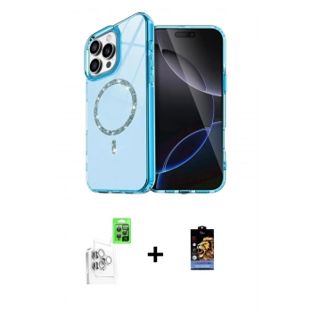 MARSİLYAN™- iPhone 16 Pro Max Kılıf Kıvılcım Form Prime - Siyah Buffer Hayalet Cam Ekran Koruyucu + Raze Metal Kamera Lens - BZ