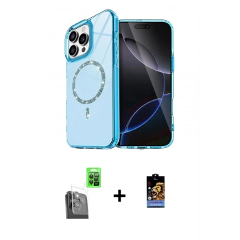 MARSİLYAN™- iPhone 16 Pro Max Kılıf Kıvılcım Form Prime - Siyah Buffer Hayalet Cam Ekran Koruyucu + Raze Metal Kamera Lens - SH