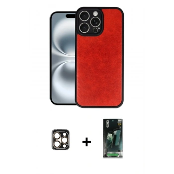 MARSİLYAN™- iPhone 16 Pro Max Kılıf Kıvılcım Işık Serisi - Siyah 360 Mat Full Body Arka Koruyucu + PVD Metal Kamera Lens - GD