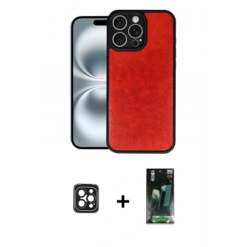 MARSİLYAN™- iPhone 16 Pro Max Kılıf Kıvılcım Işık Serisi - Siyah 360 Mat Full Body Arka Koruyucu + PVD Metal Kamera Lens - SH