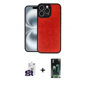 MARSİLYAN™- iPhone 16 Pro Max Kılıf Kıvılcım Işık Serisi - Siyah 360 Mat Full Body Arka Koruyucu + Bilvis Titan Kamera Lens - TMGI