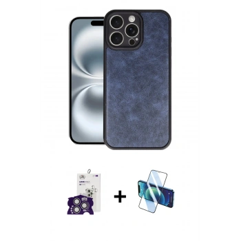 MARSİLYAN™- iPhone 16 Pro Max Kılıf Kıvılcım Işık Serisi - Siyah 3D Antistatik Cam Ekran Koruyucu + Bilvis Titan Kamera Lens - GS