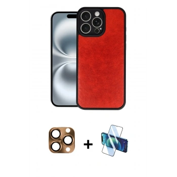 MARSİLYAN™- iPhone 16 Pro Max Kılıf Kıvılcım Işık Serisi - Siyah 3D Antistatik Cam Ekran Koruyucu + Pers Alüminyum Kamera Lens - CLTM