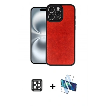 MARSİLYAN™- iPhone 16 Pro Max Kılıf Kıvılcım Işık Serisi - Siyah 3D Antistatik Cam Ekran Koruyucu + PVD Metal Kamera Lens - SH