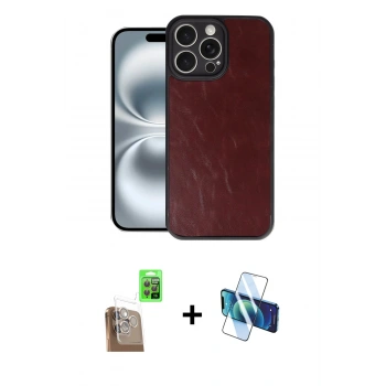 MARSİLYAN™- iPhone 16 Pro Max Kılıf Kıvılcım Işık Serisi - Siyah 3D Antistatik Cam Ekran Koruyucu + Raze Metal Kamera Lens - CLTM