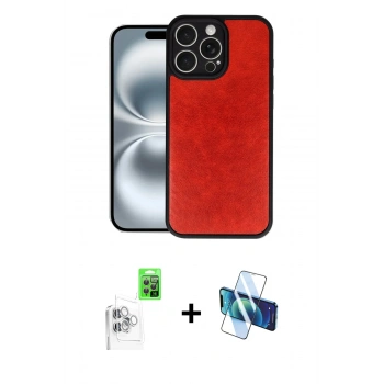 MARSİLYAN™- iPhone 16 Pro Max Kılıf Kıvılcım Işık Serisi - Siyah 3D Antistatik Cam Ekran Koruyucu + Raze Metal Kamera Lens - BZ