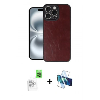 MARSİLYAN™- iPhone 16 Pro Max Kılıf Kıvılcım Işık Serisi - Siyah 3D Antistatik Cam Ekran Koruyucu + Raze Metal Kamera Lens - BZ