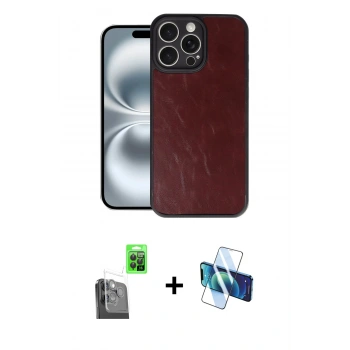 MARSİLYAN™- iPhone 16 Pro Max Kılıf Kıvılcım Işık Serisi - Siyah 3D Antistatik Cam Ekran Koruyucu + Raze Metal Kamera Lens - SH