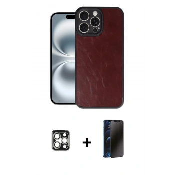 MARSİLYAN™- iPhone 16 Pro Max Kılıf Kıvılcım Işık Serisi - Siyah 3D Antistatik Hayalet Cam Ekran Koruyucu + PVD Metal Kamera Lens - GS