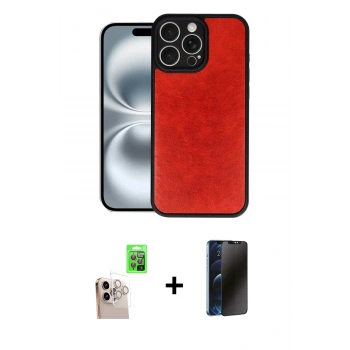 MARSİLYAN™- iPhone 16 Pro Max Kılıf Kıvılcım Işık Serisi - Siyah 3D Antistatik Hayalet Cam Ekran Koruyucu + Raze Metal Kamera Lens - NLGY