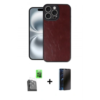 MARSİLYAN™- iPhone 16 Pro Max Kılıf Kıvılcım Işık Serisi - Siyah 3D Antistatik Hayalet Cam Ekran Koruyucu + Raze Metal Kamera Lens - SH
