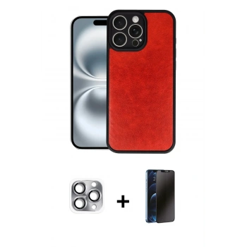 MARSİLYAN™- iPhone 16 Pro Max Kılıf Kıvılcım Işık Serisi - Siyah 3D Antistatik Hayalet Cam Ekran Koruyucu + Pers Alüminyum Kamera Lens - GI
