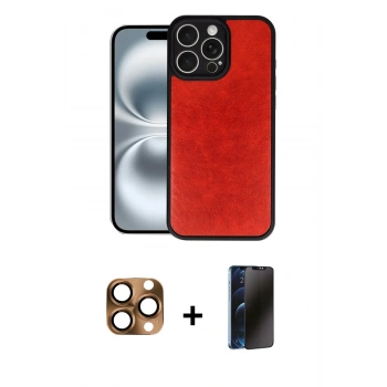 MARSİLYAN™- iPhone 16 Pro Max Kılıf Kıvılcım Işık Serisi - Siyah 3D Antistatik Hayalet Cam Ekran Koruyucu + Pers Alüminyum Kamera Lens - CLTM
