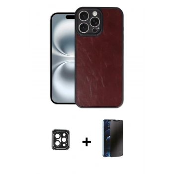 MARSİLYAN™- iPhone 16 Pro Max Kılıf Kıvılcım Işık Serisi - Siyah 3D Antistatik Hayalet Cam Ekran Koruyucu + PVD Metal Kamera Lens - SH