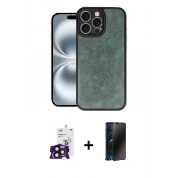 MARSİLYAN™- iPhone 16 Pro Max Kılıf Kıvılcım Işık Serisi - Siyah 3D Antistatik Hayalet Cam Ekran Koruyucu + Bilvis Titan Kamera Lens - SH