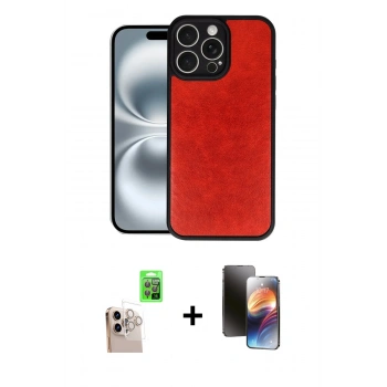 MARSİLYAN™- iPhone 16 Pro Max Kılıf Kıvılcım Işık Serisi - Siyah 3D Antistatik Mat Seramik Nano Ekran Koruyucu + Raze Metal Kamera Lens - NLGY