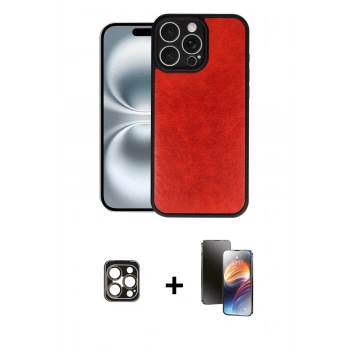 MARSİLYAN™- iPhone 16 Pro Max Kılıf Kıvılcım Işık Serisi - Siyah 3D Antistatik Mat Seramik Nano Ekran Koruyucu + PVD Metal Kamera Lens - GD