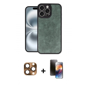 MARSİLYAN™- iPhone 16 Pro Max Kılıf Kıvılcım Işık Serisi - Siyah 3D Antistatik Mat Seramik Nano Ekran Koruyucu + Pers Alüminyum Kamera Lens - CLTM