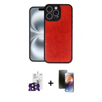 MARSİLYAN™- iPhone 16 Pro Max Kılıf Kıvılcım Işık Serisi - Siyah 3D Antistatik Mat Seramik Nano Ekran Koruyucu + Bilvis Titan Kamera Lens - SH