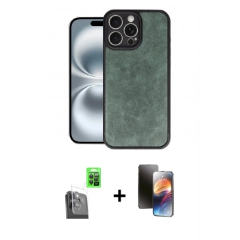 MARSİLYAN™- iPhone 16 Pro Max Kılıf Kıvılcım Işık Serisi - Siyah 3D Antistatik Mat Seramik Nano Ekran Koruyucu + Raze Metal Kamera Lens - SH