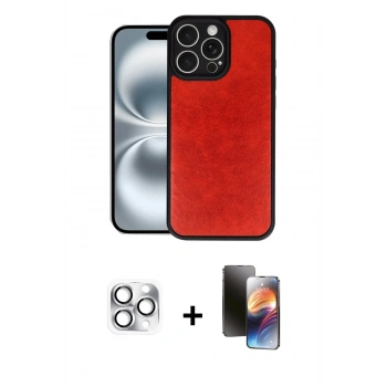 MARSİLYAN™- iPhone 16 Pro Max Kılıf Kıvılcım Işık Serisi - Siyah 3D Antistatik Mat Seramik Nano Ekran Koruyucu + Pers Alüminyum Kamera Lens - GS