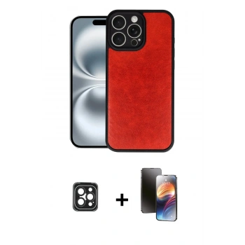 MARSİLYAN™- iPhone 16 Pro Max Kılıf Kıvılcım Işık Serisi - Siyah 3D Antistatik Mat Seramik Nano Ekran Koruyucu + PVD Metal Kamera Lens - SH