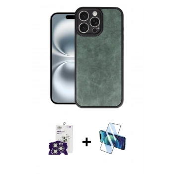 MARSİLYAN™- iPhone 16 Pro Max Kılıf Kıvılcım Işık Serisi - Siyah 3D Antistatik Seramik Nano Ekran Koruyucu + Bilvis Titan Kamera Lens - GS