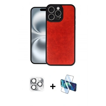 MARSİLYAN™- iPhone 16 Pro Max Kılıf Kıvılcım Işık Serisi - Siyah 3D Antistatik Seramik Nano Ekran Koruyucu + Pers Alüminyum Kamera Lens - GS