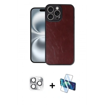 MARSİLYAN™- iPhone 16 Pro Max Kılıf Kıvılcım Işık Serisi - Siyah 3D Antistatik Seramik Nano Ekran Koruyucu + Pers Alüminyum Kamera Lens - GS