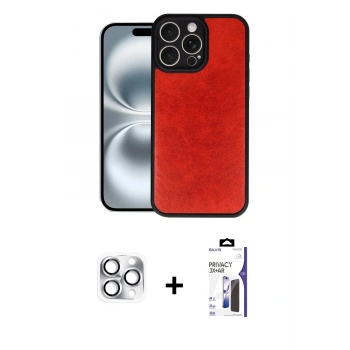 MARSİLYAN™- iPhone 16 Pro Max Kılıf Kıvılcım Işık Serisi - Siyah Bilvis 3X AR Hayalet Cam Ekran Koruyucu + Pers Alüminyum Kamera Lens - GS