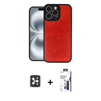 MARSİLYAN™- iPhone 16 Pro Max Kılıf Kıvılcım Işık Serisi - Siyah Bilvis 3X AR Hayalet Cam Ekran Koruyucu + PVD Metal Kamera Lens - SH