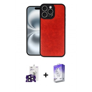 MARSİLYAN™- iPhone 16 Pro Max Kılıf Kıvılcım Işık Serisi - Siyah Bilvis 5in1 3D Magic Cam Ekran Koruyucu + Bilvis Titan Kamera Lens - SH