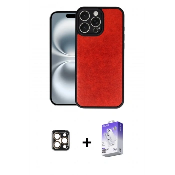 MARSİLYAN™- iPhone 16 Pro Max Kılıf Kıvılcım Işık Serisi - Siyah Bilvis 5in1 3D Magic Cam Ekran Koruyucu + PVD Metal Kamera Lens - GD