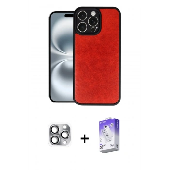 MARSİLYAN™- iPhone 16 Pro Max Kılıf Kıvılcım Işık Serisi - Siyah Bilvis 5in1 3D Magic Cam Ekran Koruyucu + Pers Alüminyum Kamera Lens - GI