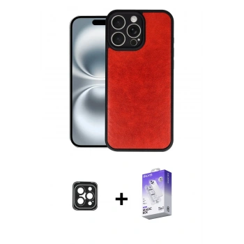 MARSİLYAN™- iPhone 16 Pro Max Kılıf Kıvılcım Işık Serisi - Siyah Bilvis 5in1 3D Magic Cam Ekran Koruyucu + PVD Metal Kamera Lens - SH