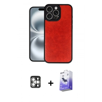 MARSİLYAN™- iPhone 16 Pro Max Kılıf Kıvılcım Işık Serisi - Siyah Bilvis 5in1 5D Magic Hayalet Cam Ekran Koruyucu + PVD Metal Kamera Lens - GS