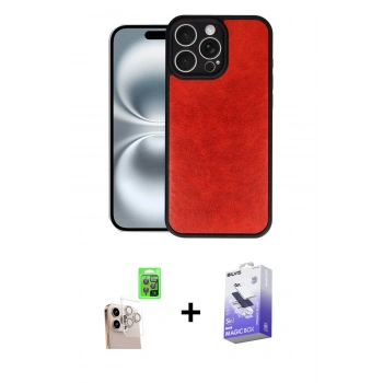 MARSİLYAN™- iPhone 16 Pro Max Kılıf Kıvılcım Işık Serisi - Siyah Bilvis 5in1 5D Magic Hayalet Cam Ekran Koruyucu + Raze Metal Kamera Lens - NLGY