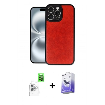 MARSİLYAN™- iPhone 16 Pro Max Kılıf Kıvılcım Işık Serisi - Siyah Bilvis 5in1 5D Magic Hayalet Cam Ekran Koruyucu + Raze Metal Kamera Lens - BZ