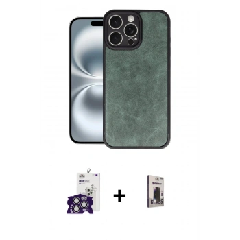 MARSİLYAN™- iPhone 16 Pro Max Kılıf Kıvılcım Işık Serisi - Siyah Bilvis Hayalet Cam Ekran Koruyucu + Bilvis Titan Kamera Lens - GS