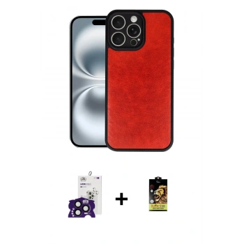 MARSİLYAN™- iPhone 16 Pro Max Kılıf Kıvılcım Işık Serisi - Siyah Buffer Cam Ekran Koruyucu + Bilvis Titan Kamera Lens - SH