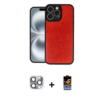 MARSİLYAN™- iPhone 16 Pro Max Kılıf Kıvılcım Işık Serisi - Siyah Buffer Hayalet Cam Ekran Koruyucu + Pers Alüminyum Kamera Lens - GI
