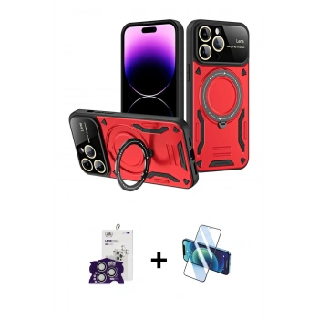 MARSİLYAN™- iPhone 16 Pro Max Kılıf Kıvılcım Modern Serisi - Siyah 3D Antistatik Cam Ekran Koruyucu + Bilvis Titan Kamera Lens - GS