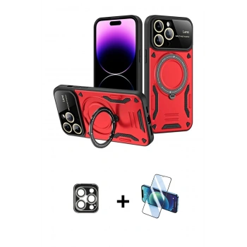 MARSİLYAN™- iPhone 16 Pro Max Kılıf Kıvılcım Modern Serisi - Siyah 3D Antistatik Cam Ekran Koruyucu + PVD Metal Kamera Lens - GS