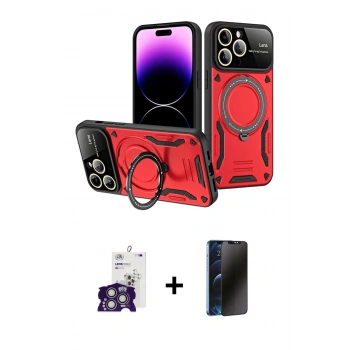 MARSİLYAN™- iPhone 16 Pro Max Kılıf Kıvılcım Modern Serisi - Siyah 3D Antistatik Hayalet Cam Ekran Koruyucu + Bilvis Titan Kamera Lens - GS