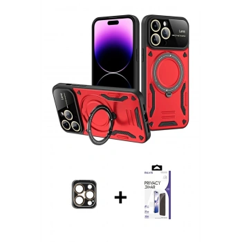 MARSİLYAN™- iPhone 16 Pro Max Kılıf Kıvılcım Modern Serisi - Siyah Bilvis 3X AR Hayalet Cam Ekran Koruyucu + PVD Metal Kamera Lens - GD