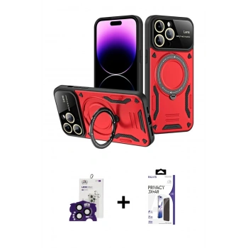 MARSİLYAN™- iPhone 16 Pro Max Kılıf Kıvılcım Modern Serisi - Siyah Bilvis 3X AR Hayalet Cam Ekran Koruyucu + Bilvis Titan Kamera Lens - SH