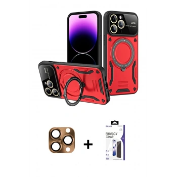 MARSİLYAN™- iPhone 16 Pro Max Kılıf Kıvılcım Modern Serisi - Siyah Bilvis 3X AR Hayalet Cam Ekran Koruyucu + Pers Alüminyum Kamera Lens - CLTM