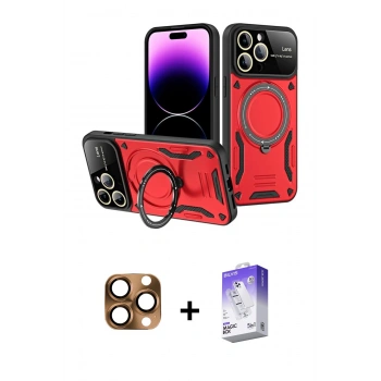 MARSİLYAN™- iPhone 16 Pro Max Kılıf Kıvılcım Modern Serisi - Siyah Bilvis 5in1 3D Magic Cam Ekran Koruyucu + Pers Alüminyum Kamera Lens - CLTM