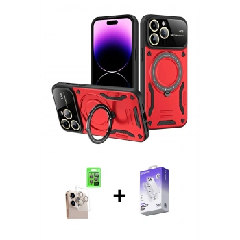 MARSİLYAN™- iPhone 16 Pro Max Kılıf Kıvılcım Modern Serisi - Siyah Bilvis 5in1 3D Magic Cam Ekran Koruyucu + Raze Metal Kamera Lens - NLGY